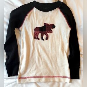 Moose Plaid Kid's Long Sleeve PJ Top